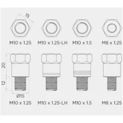 Mirror Stem Mount Adapter Kit M8/M10